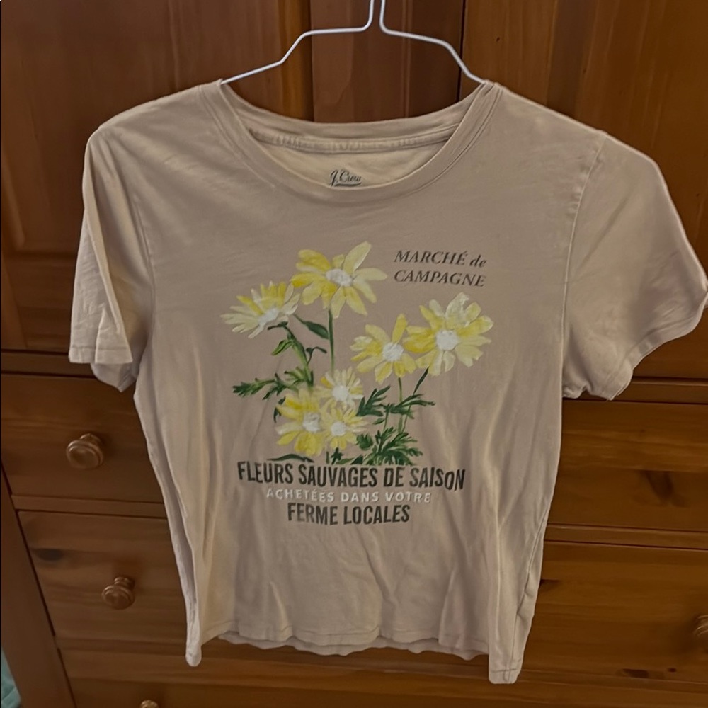 J. Crew Beige Floral Graphic Tee
